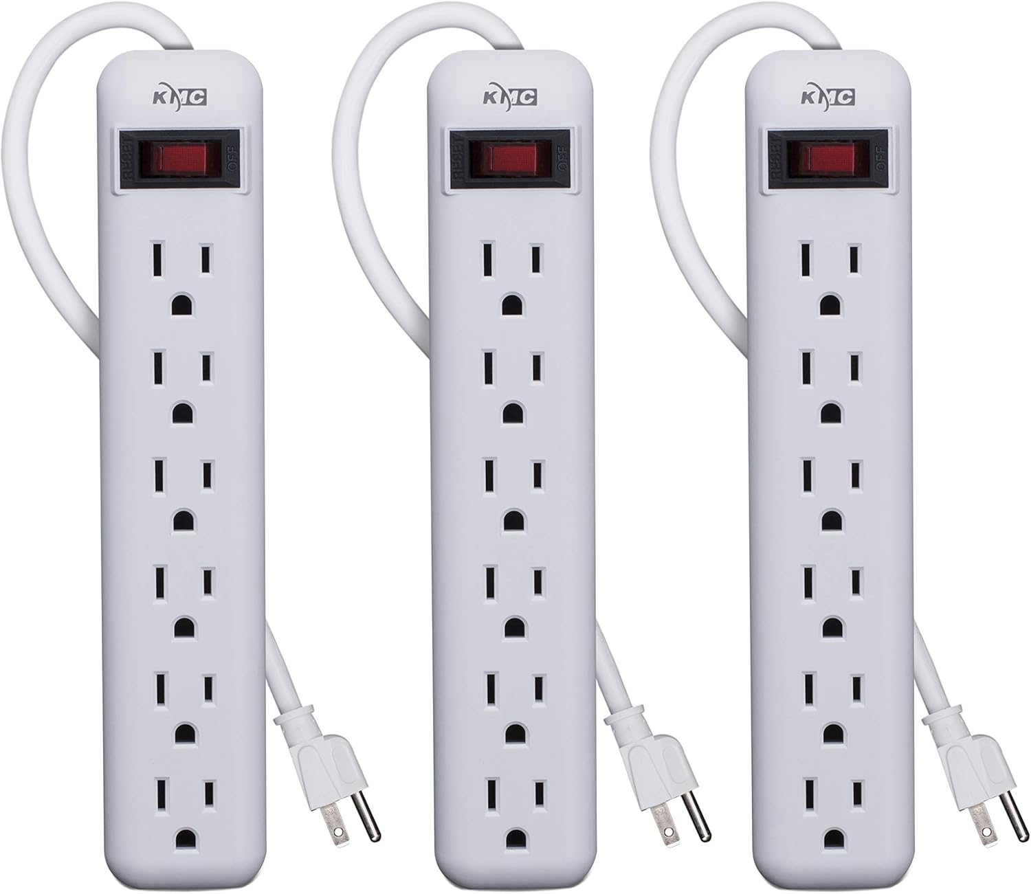KMC 6-Outlet Power Strip Pack - Overload Protection!