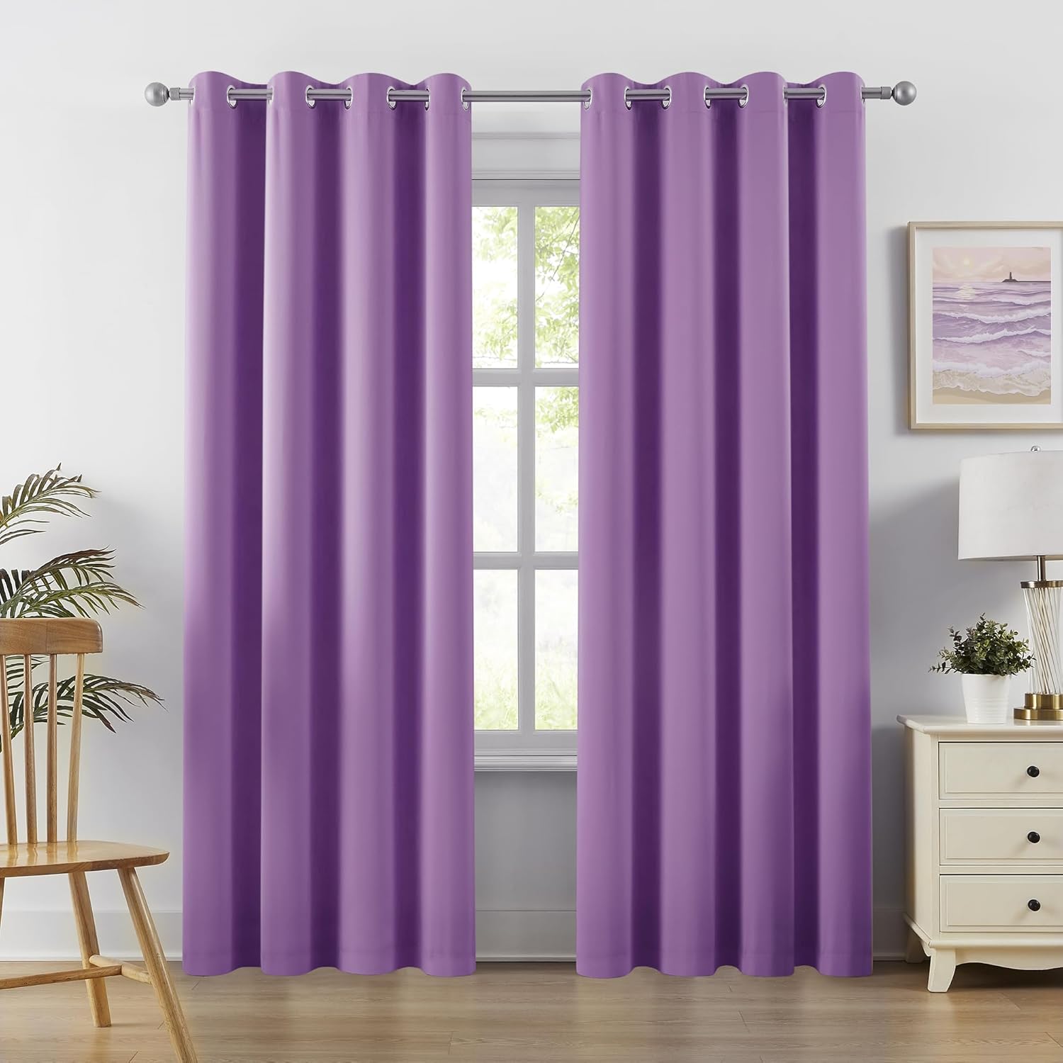 DUALIFE Light Purple Curtains for Girls Room - 84 in Long