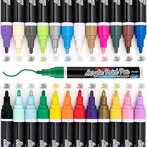 IJIANG 24 Multicolor Acrylic Paint Pens for Creative Projects