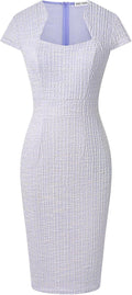 Gorgeous Pencil Dress for Work with Cap Sleeves and Tweed Style