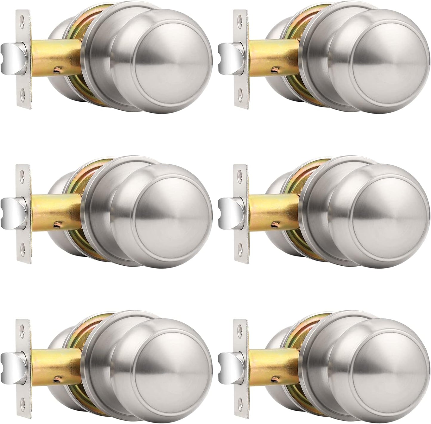 Probrico Passage Door Knobs Brushed Nickel for Interior Doors