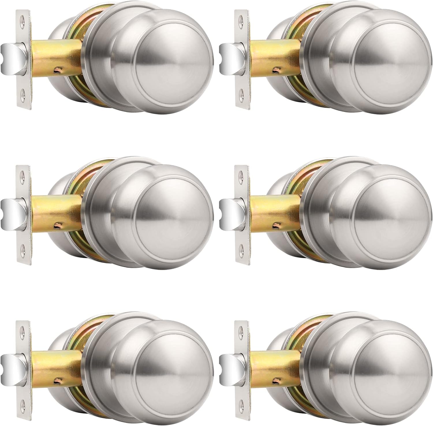 Probrico Passage Door Knobs Brushed Nickel for Interior Doors