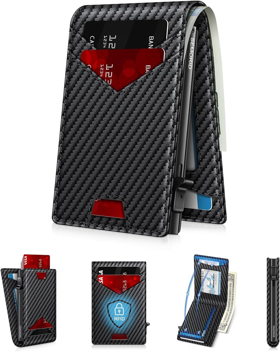 Slim Pop Up Card Holder Wallet for Men with RFID Blocking