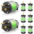 8 Pack Lighted Grounding Plug 15 Amp 125 Volt Replacement - Bright LED