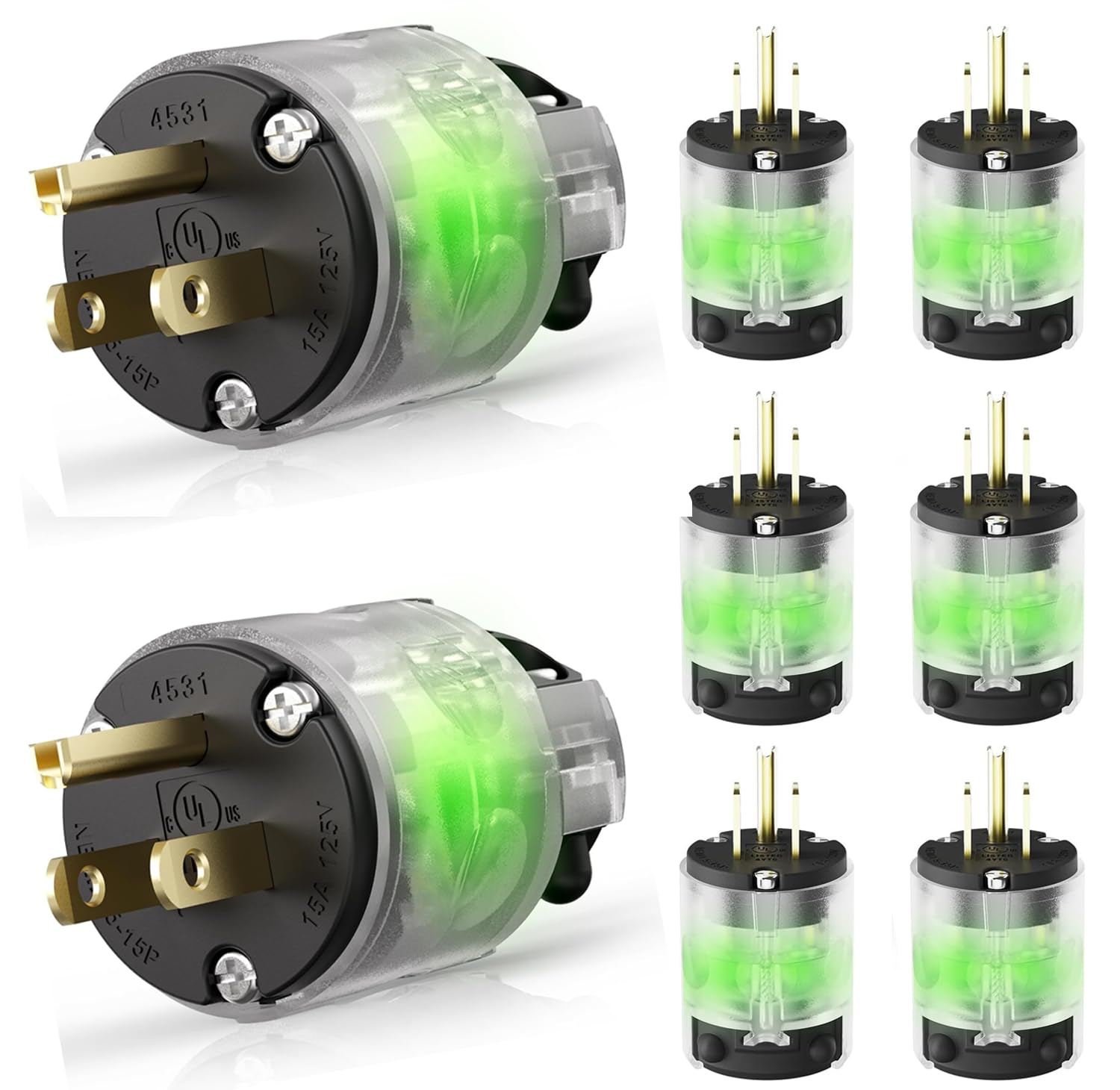 Lighted Grounding Plug Replacement for 15 Amp Extension Cords