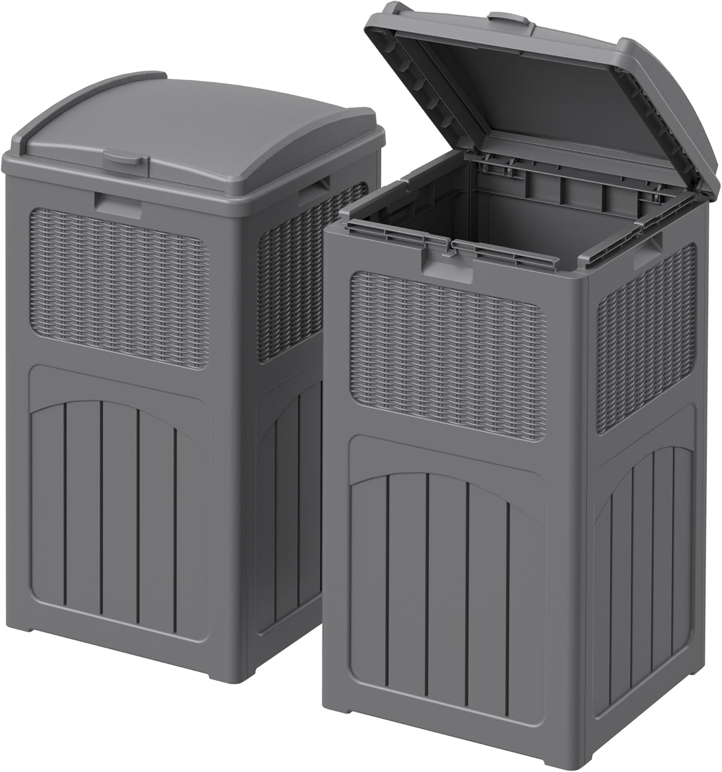 Devoko 33 Gallon Outdoor Trash Can with Dual Lid for Yard