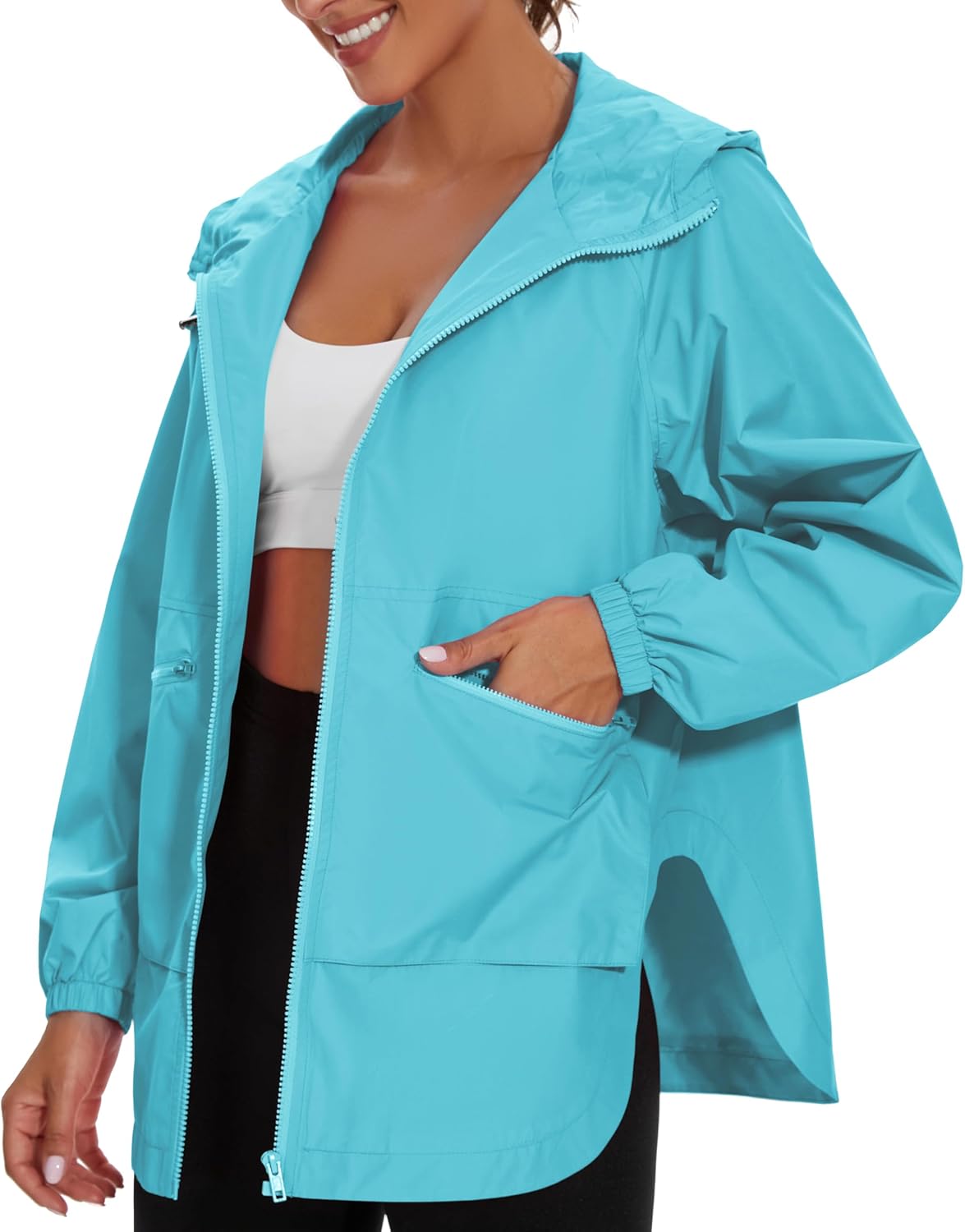 PESION Womens Waterproof Raincoat Lightweight Windbreaker Jacket