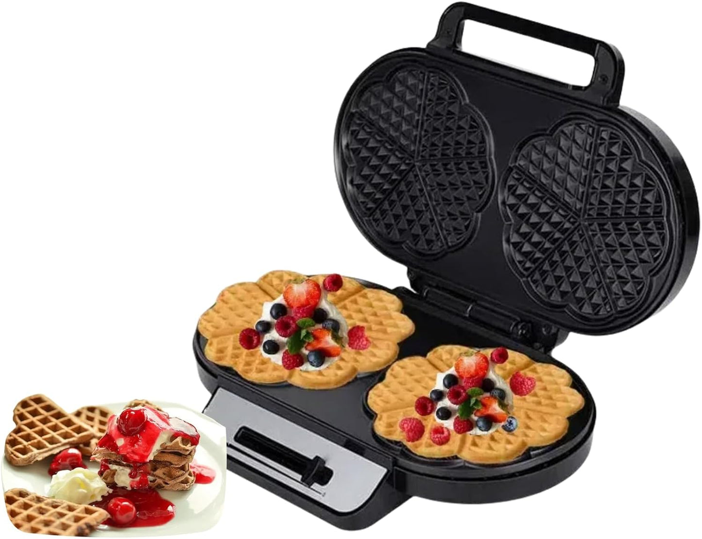 Nonstick Heart Waffle Maker - Easy Cleaning!