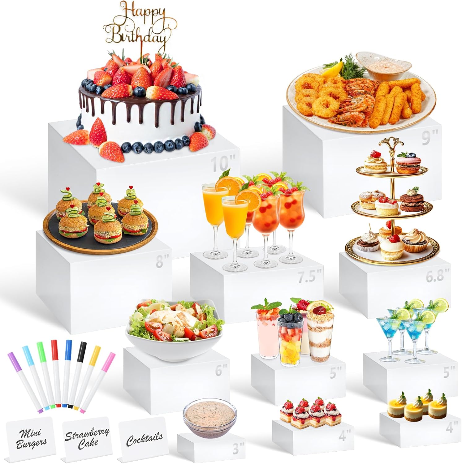 11 Pcs Buffet Risers and Stands for Party Catering Display