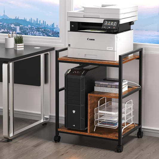 Rolling Printer Cart with Charging & Storage