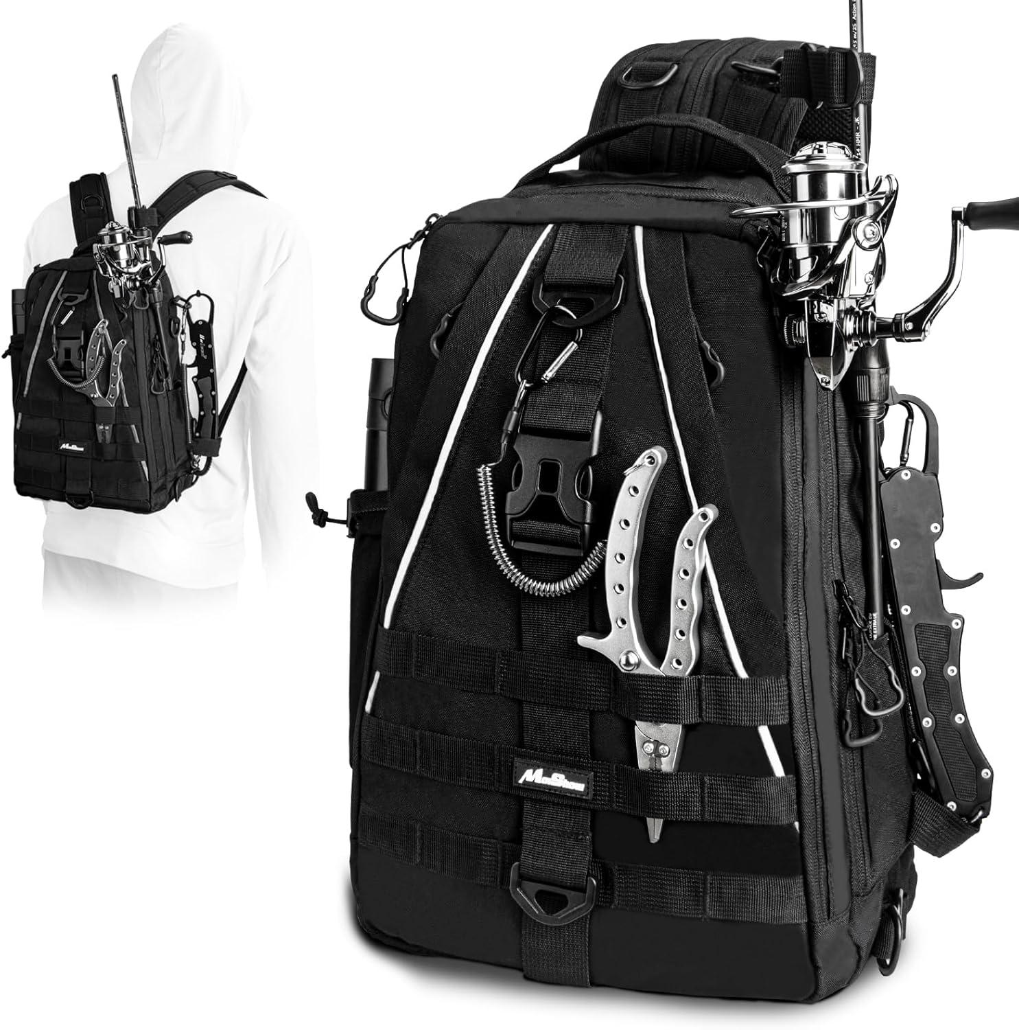 Fishing Backpack: MoiShow Tackle Bag with Rod Holder