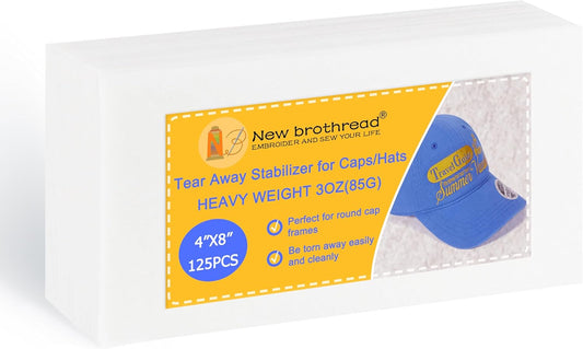 125 Precut Sheets Heavyweight Tearaway Stabilizer for Caps 4x 8