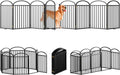 8 Panel Full Metal Freestanding Dog Gate with Door - Extra Wide Safety