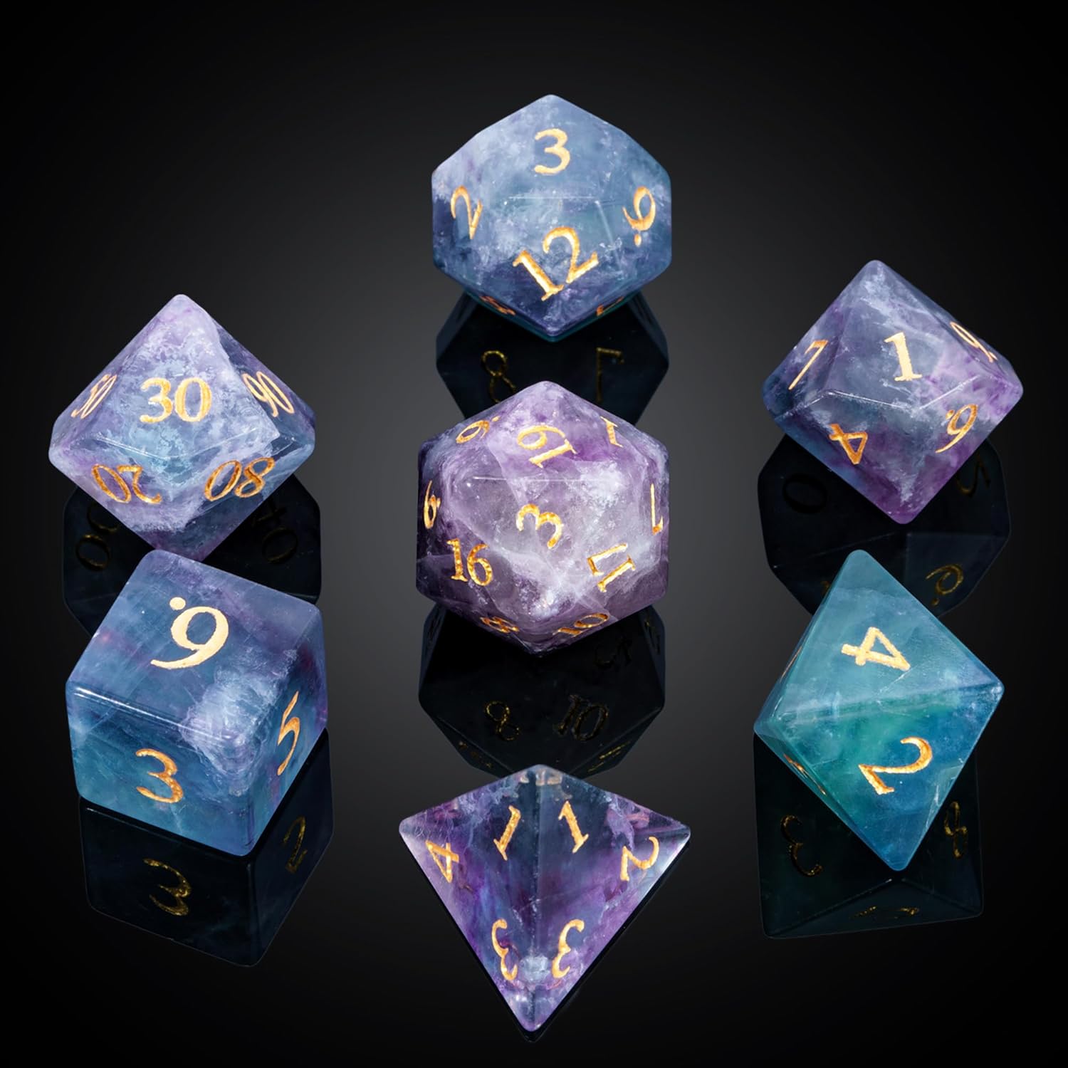 UDIXI Natural Gemstone DND Dice Set for Tabletop Games Fun