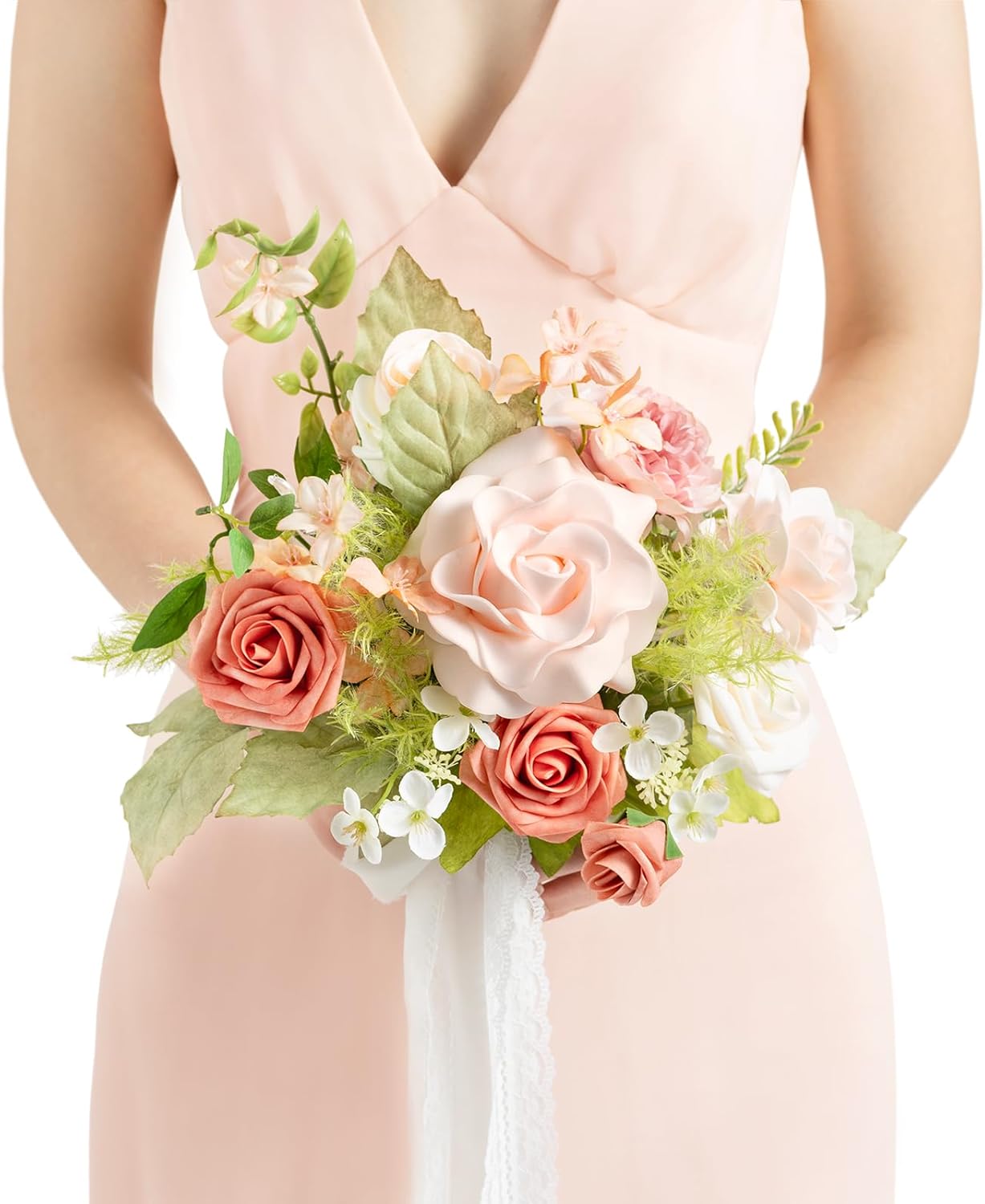 Ling's Moment 7 Inch Blush Garden Pink Bridesmaid Bouquet