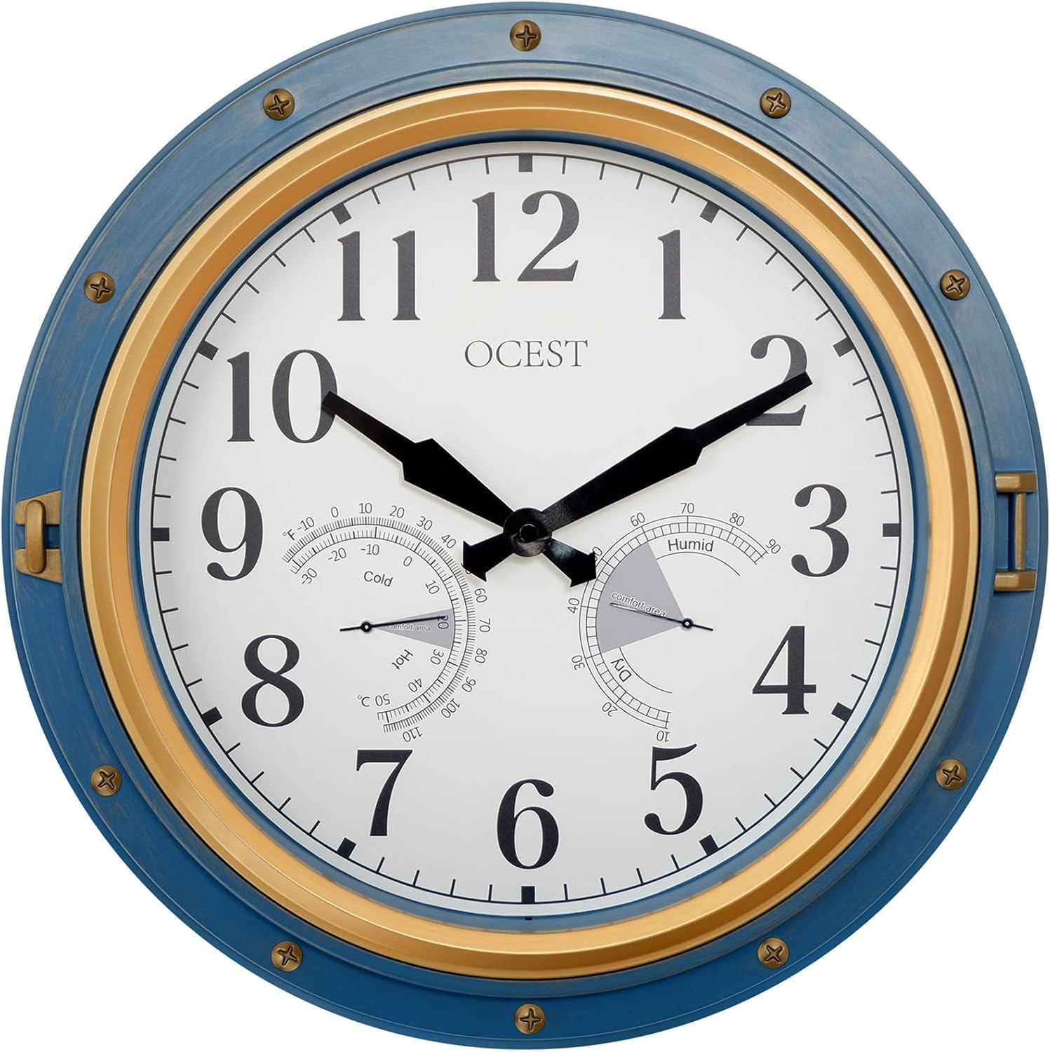 16 Inch Waterproof Wall Clock with Thermometer and Hygrometer