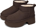 Womens Snow Mini Boots Genuine Suede Platform Ankle Boots - Warm Shoes