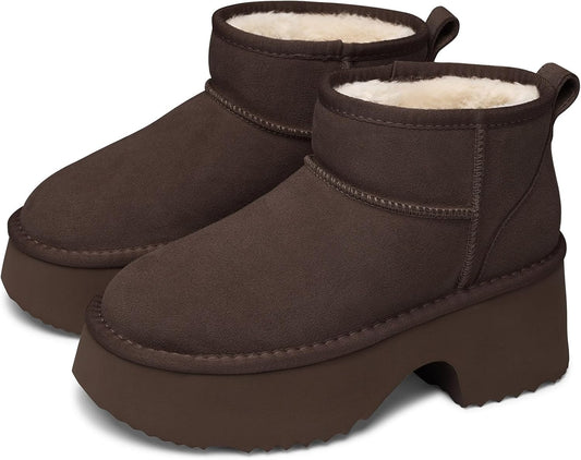 TEMOFON Womens Snow Mini Boots: Stylish Warm Fur Lined Booties