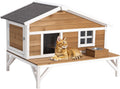 Insulated Cat House Elevated Wooden Shelter with Large Platform