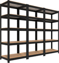 House Black 5 Tier Laminated Metal Shelving Unit - Adjustable Heavy