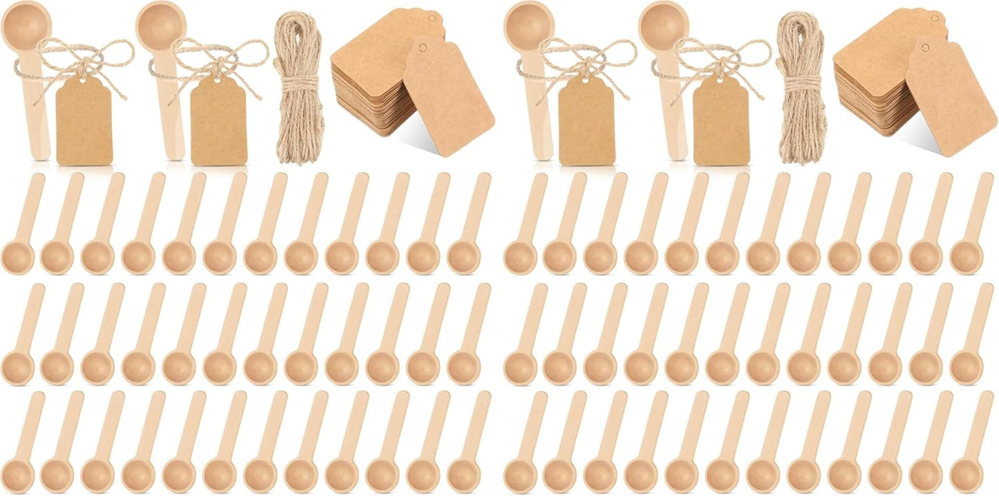 Mini Wooden Spoons for Spice Jars - 50 Sets of 3 Inch Spoons