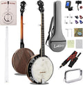 Lotkey 38-Inch 5 String Banjo - Dual Resonator/Open-Back Tone