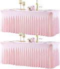8ft Pink Spandex Table Cloths for Rectangle Tables - Wrinkle Free Fit