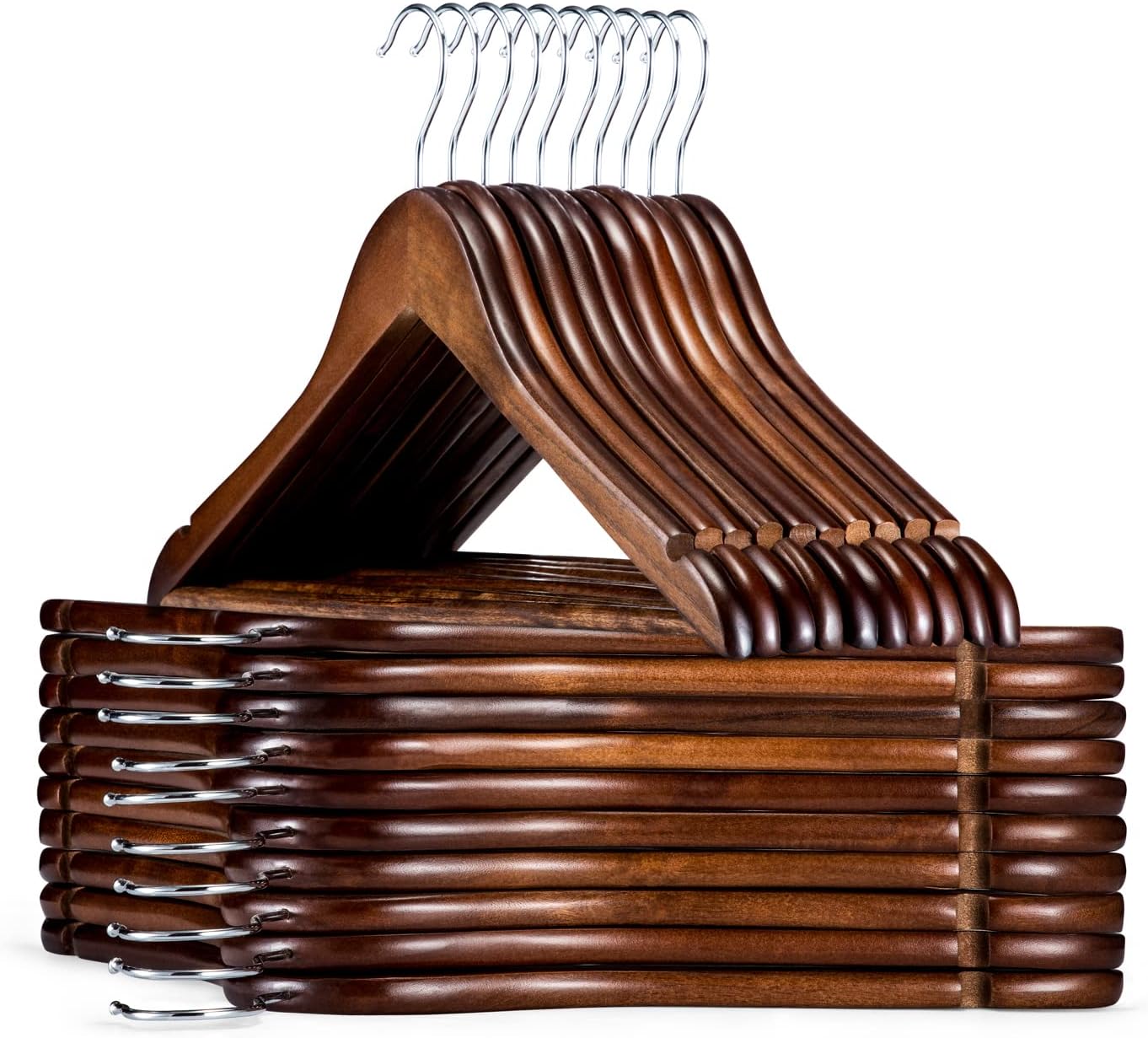 HOUSE DAY Wooden Hangers 30 Pack for Heavy Duty Clothing Storage