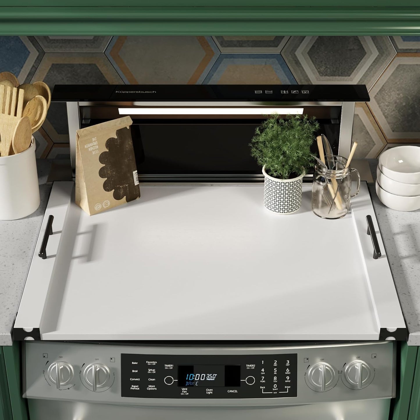 Noodle Board Stove Cover for Gas Stovetop - Bamboo Kitchen Decor