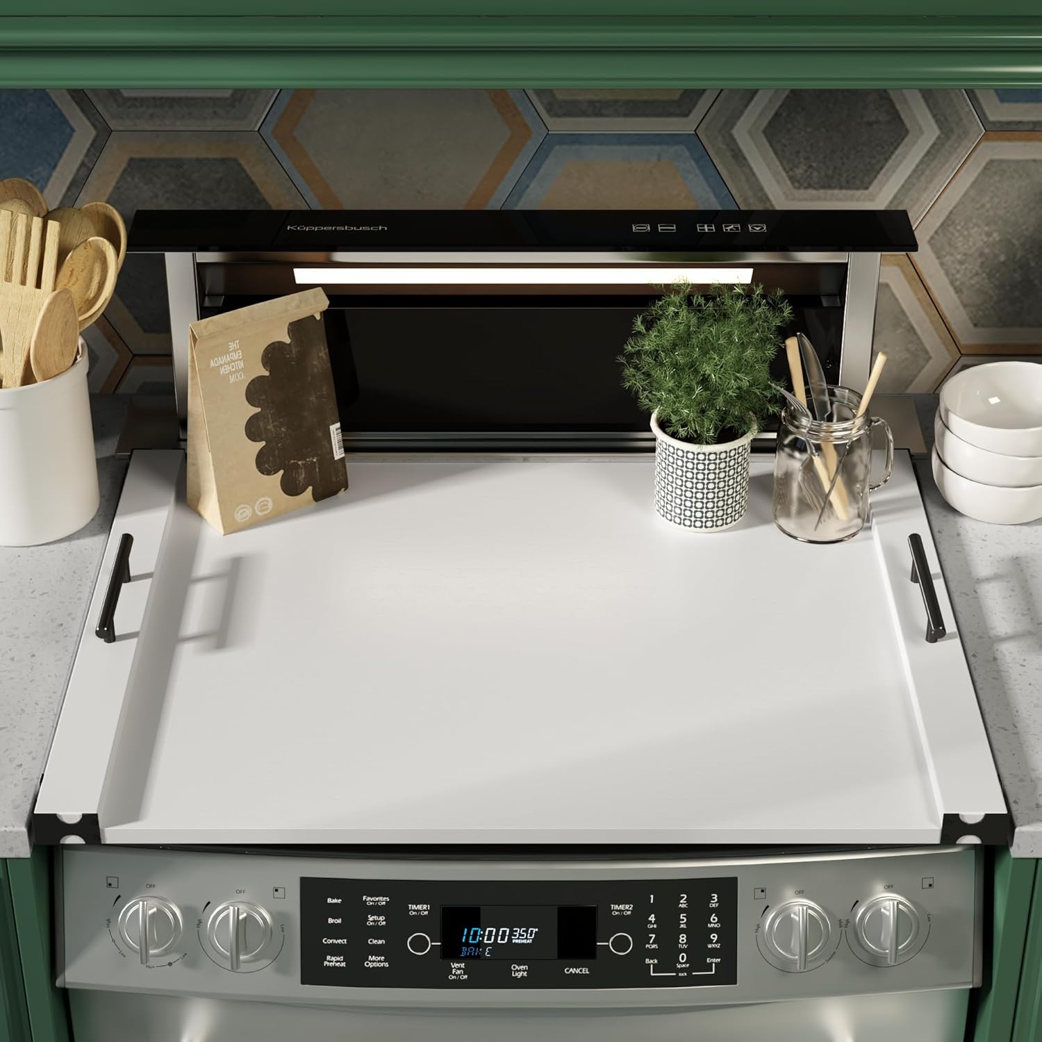 Noodle Board Stove Cover for Gas Stovetop - Bamboo Kitchen Decor