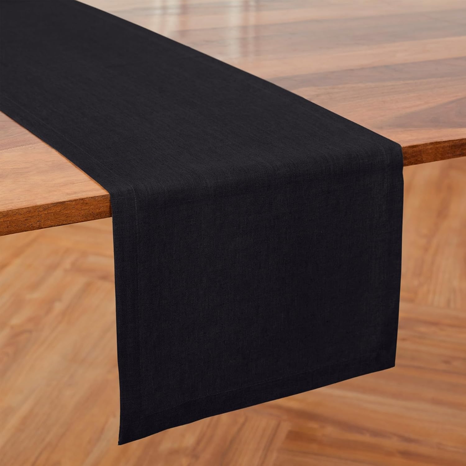 Elegant Black Table Runner for Fall and Thanksgiving Decor