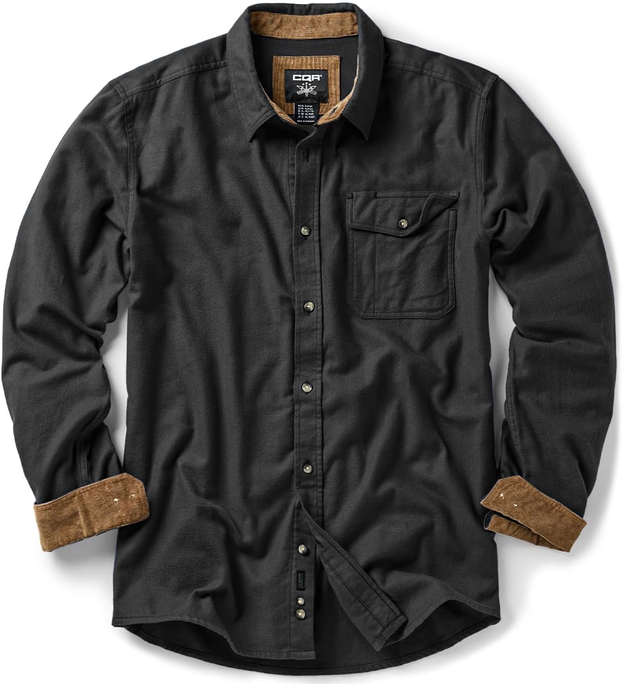 CQR Men's 100% Cotton Flannel Shirts for Casual Outdoor Wear