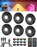 Rechargeable Color Changing Puck Lights with Remote - Long Runtime LED