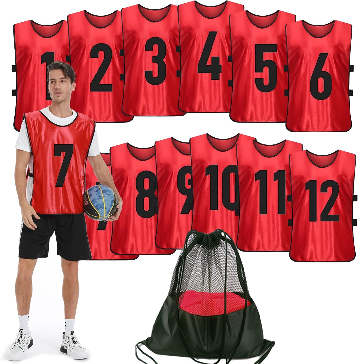 Scrimmage Training Vest Set of 12 for Team Sports Practice