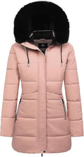 Women's Winter Puffer Coat with Detachable Faux Fur Hood - Warm