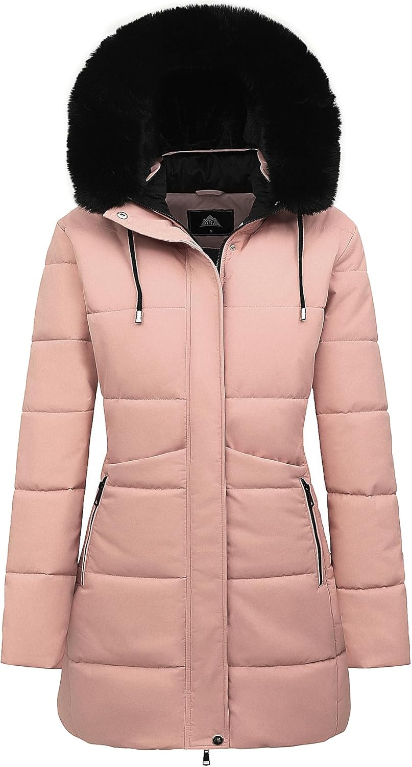MOERDENG Women's Winter Puffer Coat with Detachable Hood