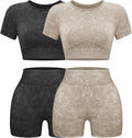 OLCHEE Womens Seamless Acid Wash Workout Set - Flattering High-Waist