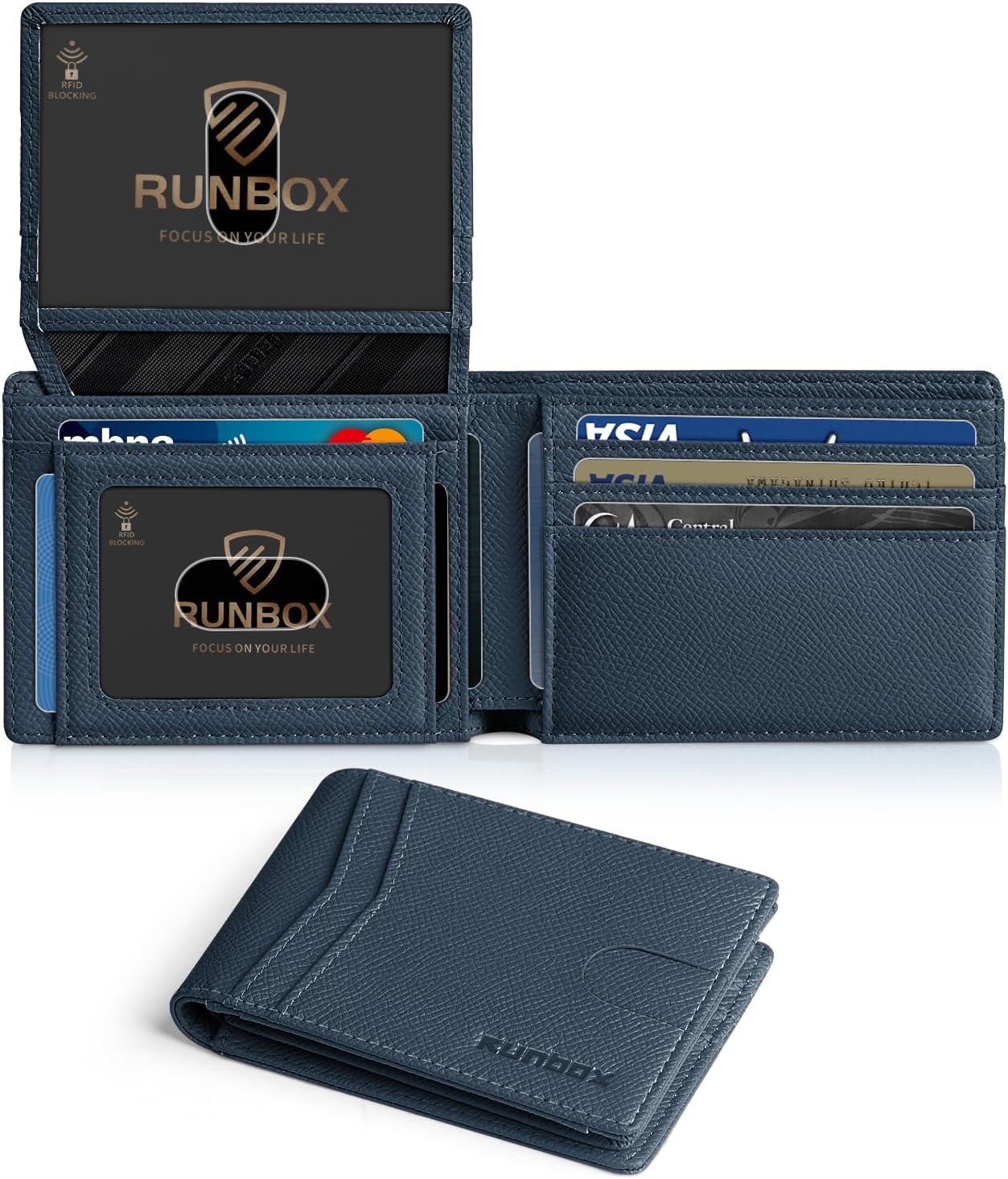 RUNBOX Slim RFID Leather Wallet for Men with Gift Box