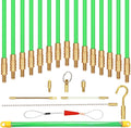50 Feet Fiberglass Fish Tape Cable Rods - Flexible 15pc Wire Pull Kit