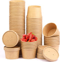 8 oz Paper Soup Containers with Lids for Take-Out and More