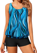 Yonique Blouson Tankini Swimsuit Set - Modest Loose Fit Two-Piece