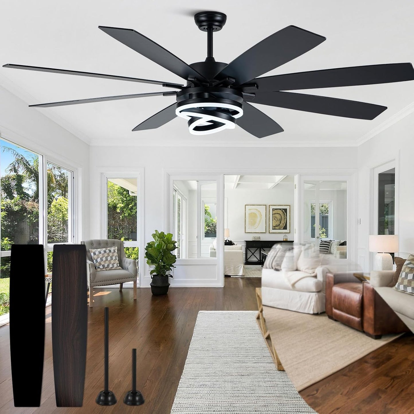 Black Ceiling Fans with Lights and Remote for Modern Spaces