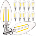 4W Candelabra LED Bulbs 12 Pack - Dimmable 400 Lumens 4000K