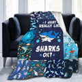 Shark Blanket Blue Fish Sharks Plush Throw for Kids and Teens - Cozy