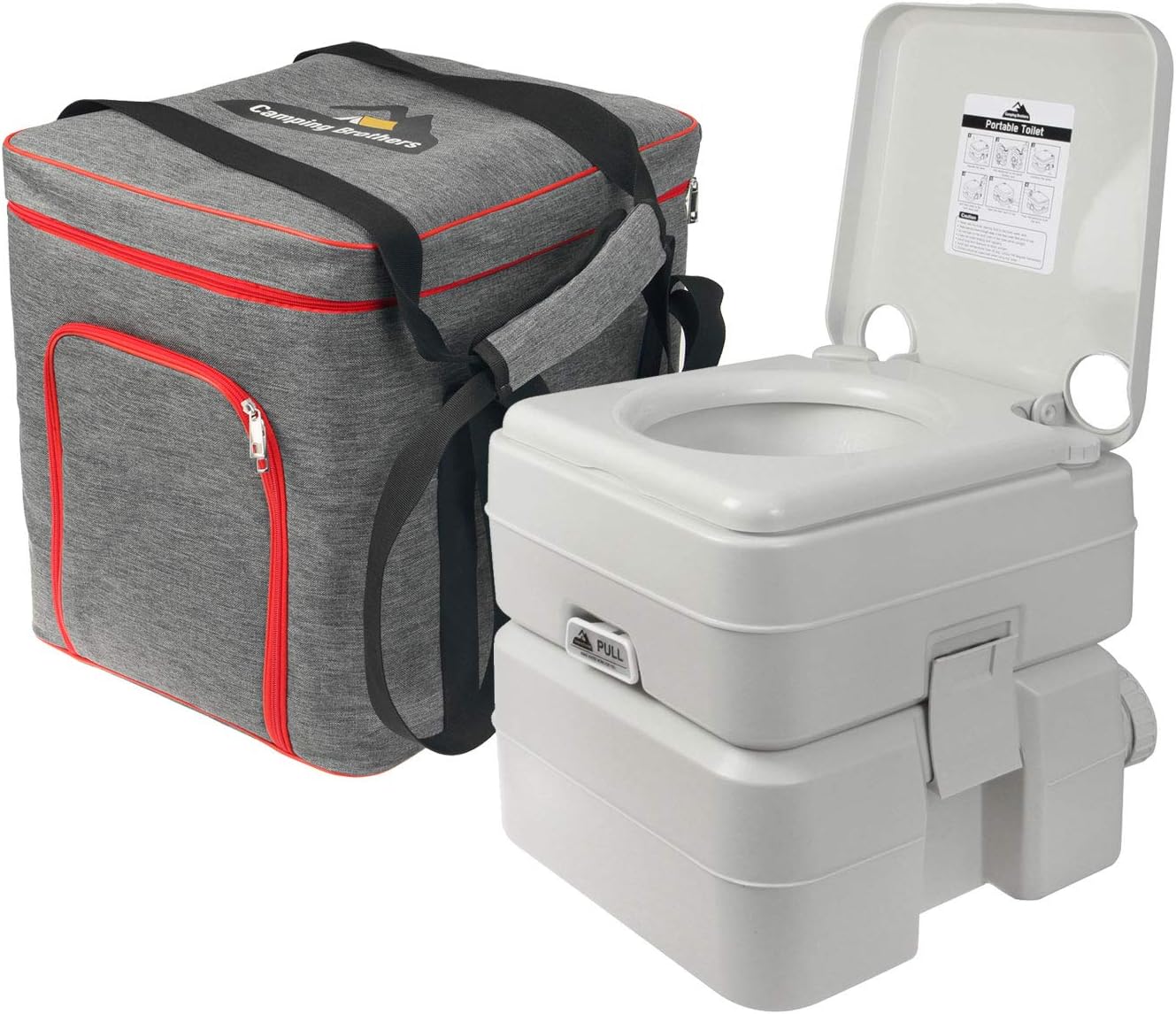 Portable Camping Toilet - 286 LBS Support, 50 Flushes, Carry Bag