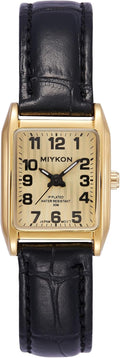 Vintage Square Women's Watch - Dainty Tank, Genuine Leather Strap