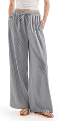 Wide Leg Linen Pants with Pocket High Waisted Lounge Palazzo - Flowy