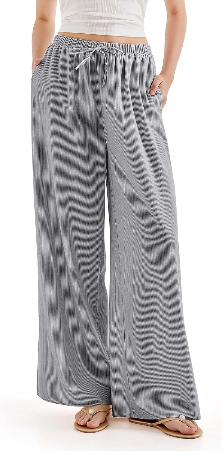 SUUKSESS Women Wide Leg Linen Pants for Summer Comfort