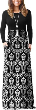 Women's Long Sleeve Loose Maxi Dress - Flowy, Pocketed Comfort