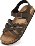 Girls Cork Footbed Adjustable Buckle Sandals - Comfortable Flat Slides